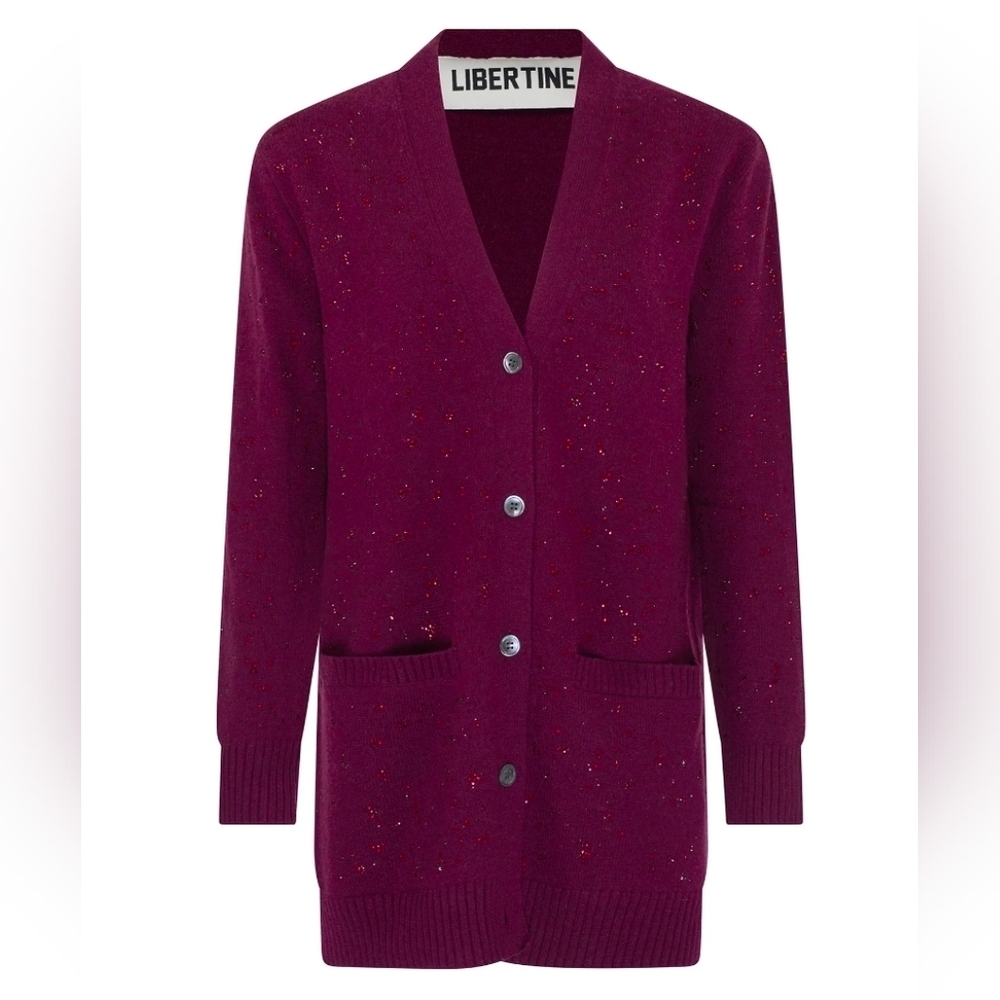 LIBERTINE Heavy Stardust Oversized Syrah Cardigan 100% Cashmere Size L - Picture 1 of 8